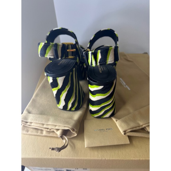 Michael Kors Zebra Print Platform Block Heel Sandals Women's Size 36 US5.5 - Picture 10 of 12